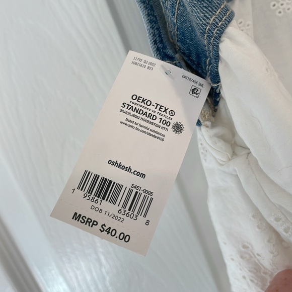 OshKosh B'gosh Blue Denim Jumper with White Eyelet Skirt - Picture 3 of 4